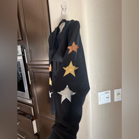 Strut This Multicolor Tricolor Gold Star Hoodie Sweatshirt in Black - Picture 1 of 3